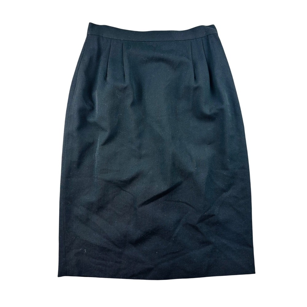 Vintage Gianni Sport Skirt Women 6 Black 100% Wool USA Made Back Zipper Slit